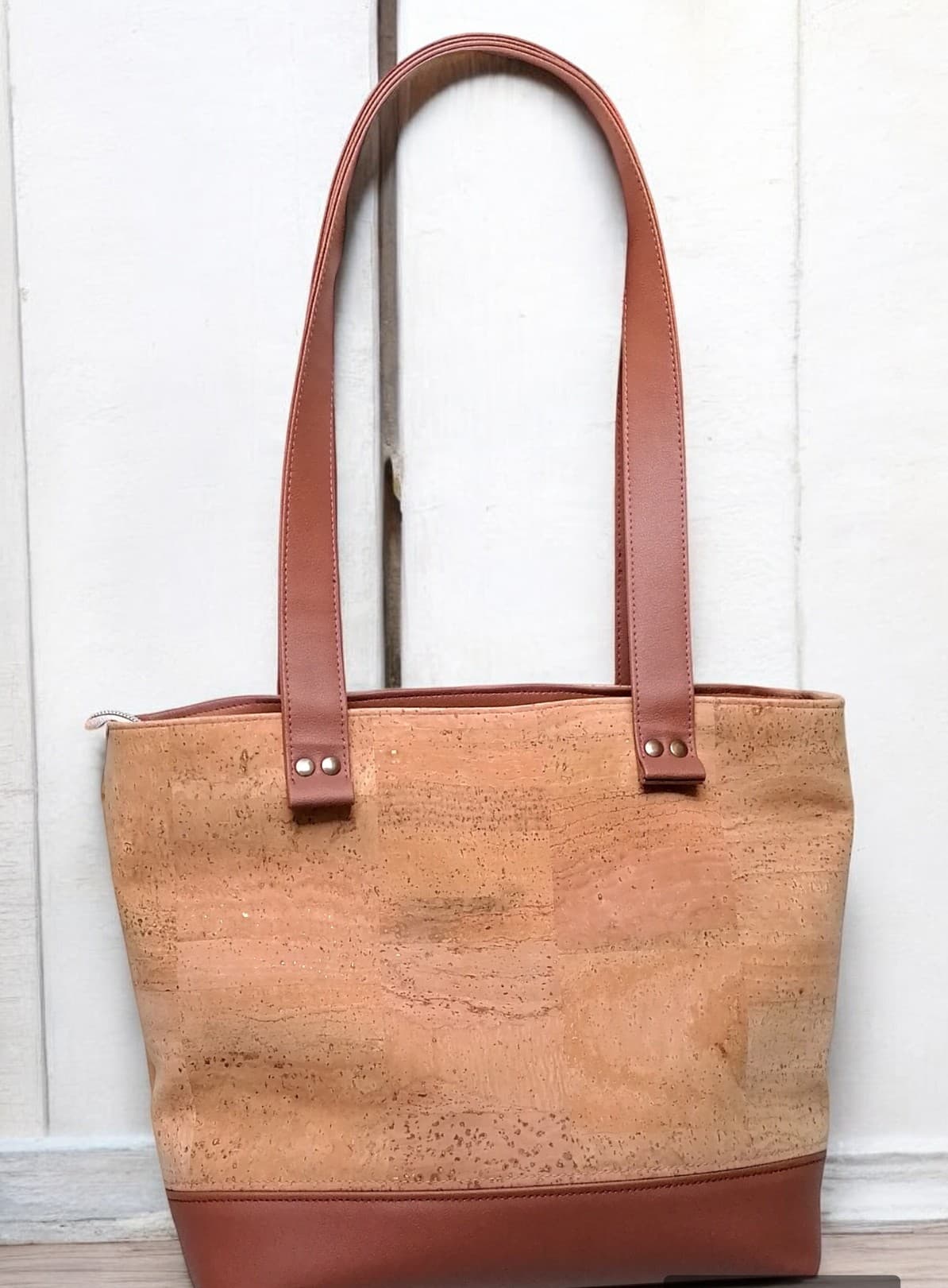 Sac cabas liège et simili camel