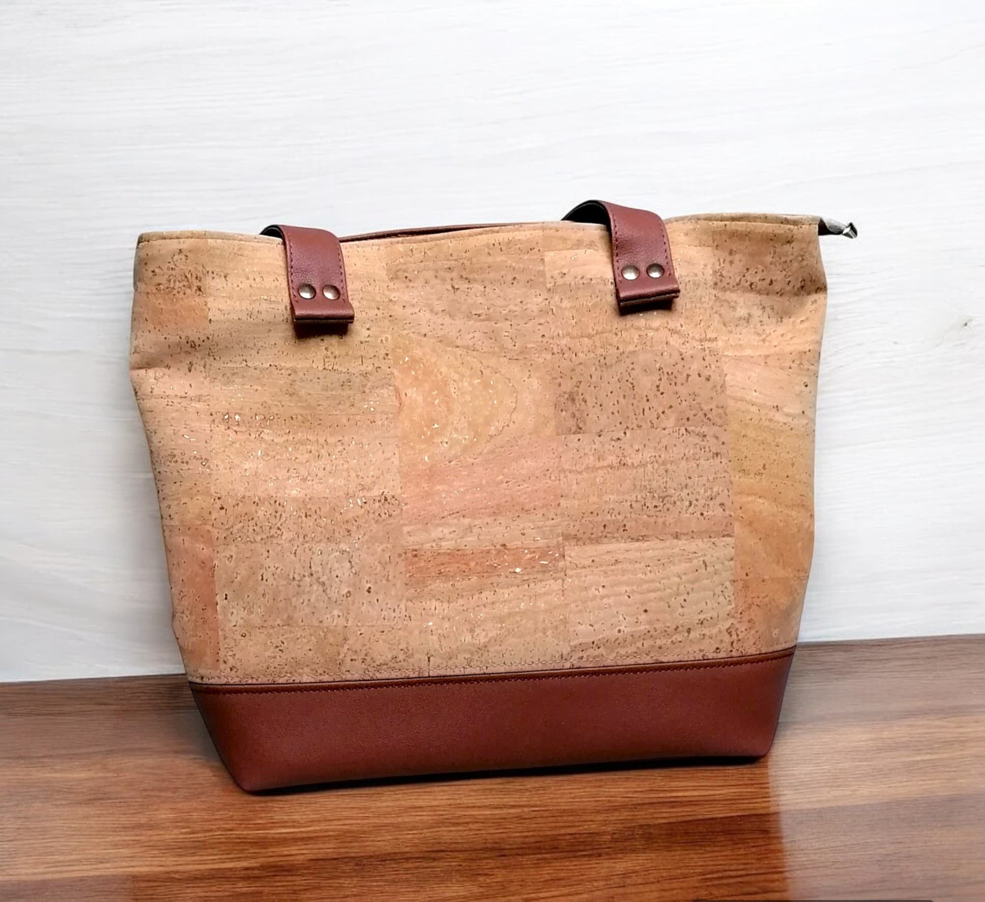 Sac cabas liège et simili camel 3