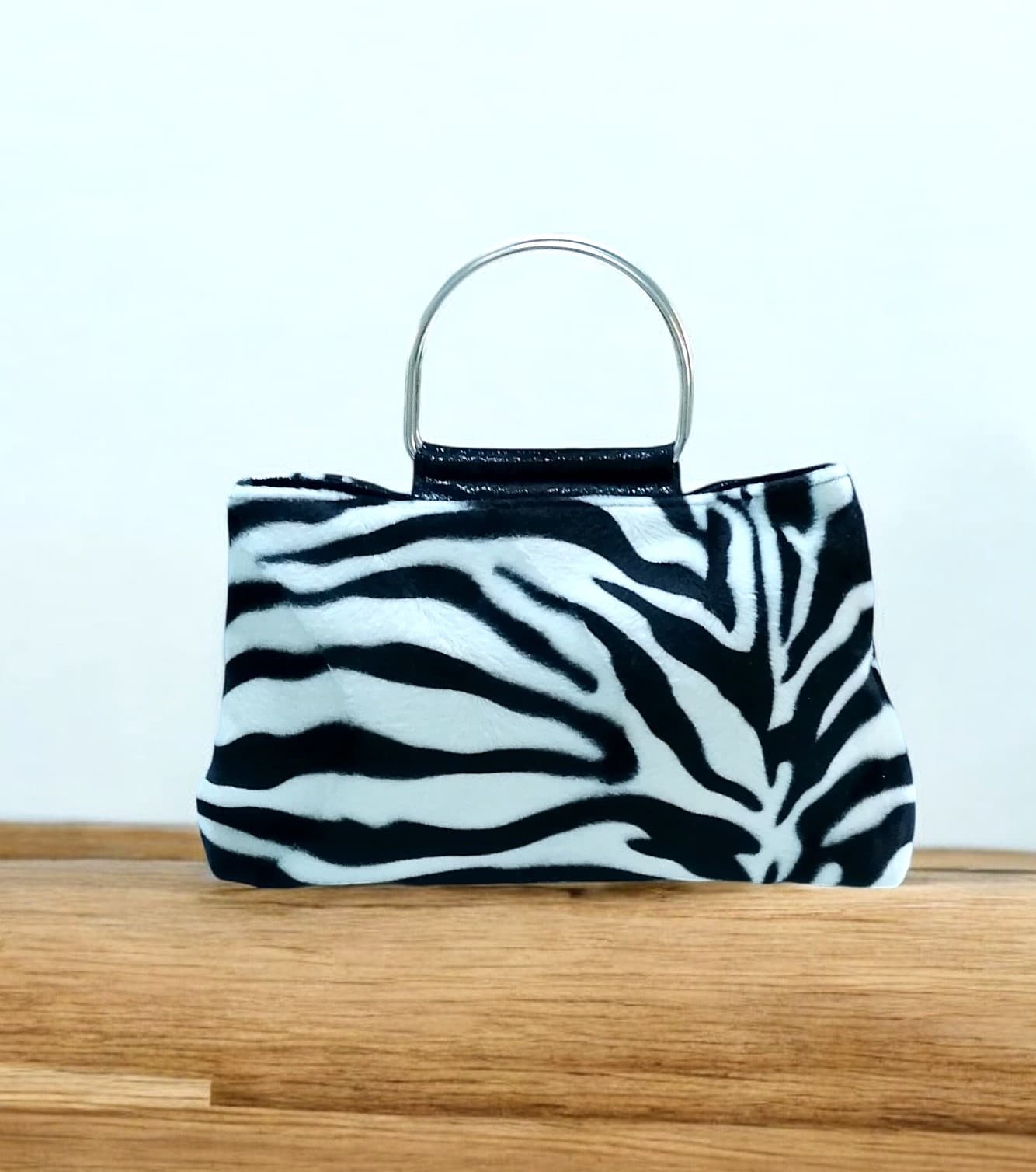 Sac trapèze fausse fourrure zèbre 3